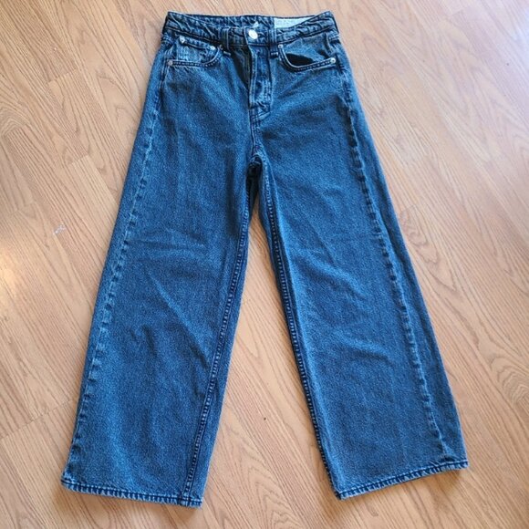 RAG & BONE MAYA HIGH-RISE ANKLE WIDE LEG JEANS RIGID DENIM BRIDE TRAIL BLUE 24 - Picture 2 of 9